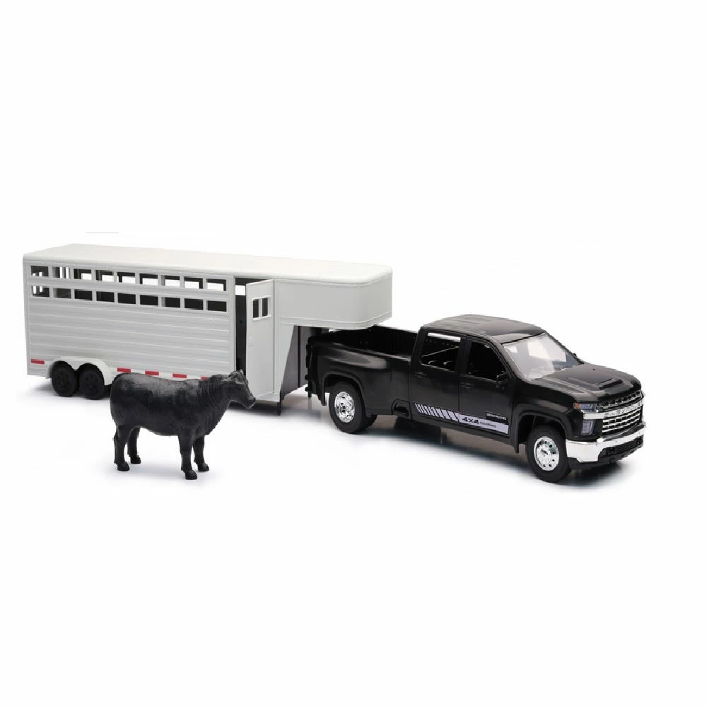 New Ray CHEVY DUALLY W/CATTLE TRAILER - 37586 - Farm Toys 1 New Ray CHEVY DUALLY W/CATTLE TRAILER - 37586 - Farm Toys