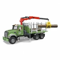 Bruder Mack Granite Timber Truck with Loading Crane and 3 Trunks 2824 - Toy Tractors & Trucks