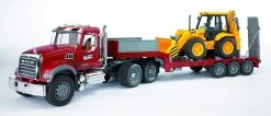 Bruder Mack Granite Flatbed Truck with JCB Loader Backhoe - 2813 - Toy Tractors & Trucks