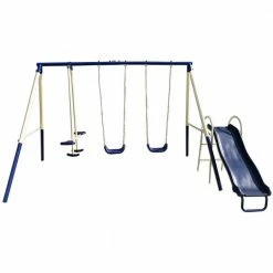 Various Brands 5 Station Swingset with Slide - JSW-5 - Backyard Play
