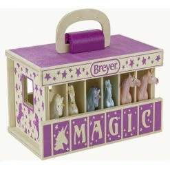 Breyer Unicorn Magic Wooden Stable Playset with 6 Unicorns - 59218 - Collectible